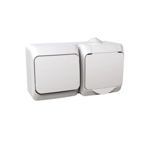 Cedar Plus IP44 - Zásuvka 230V 16A a spínač jednopólový řazení 1, bílá *WDE000580 Schneider
