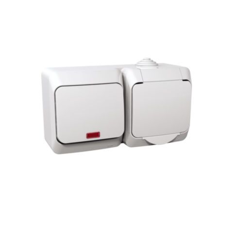 Cedar Plus IP44 - Zásuvka 230V 16A a spínač jednopólový s orient.kontrolkou řazení 1So, bílá *WDE000581 Schneider