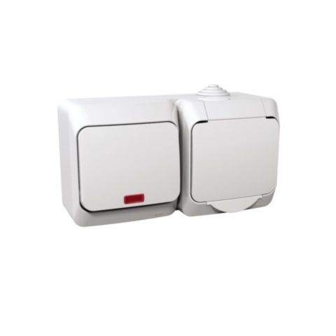 Cedar Plus IP44 - Zásuvka 230V 16A a přepínač střídavý s orient.kontrolkou řazení 6So, bílá *WDE000585 Schneider