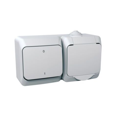 Cedar Plus IP44 - Zásuvka SCHUKO 230V 16A a spínač dvojpólový řazení 2, bílá *WDE000502 Schneider