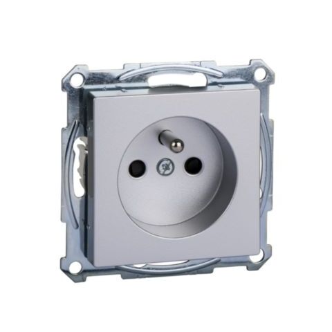 Merten - Zásuvka 2P+E, 250V/16A, šroubová, System M, Aluminium *MTN2600-0460 Schneider