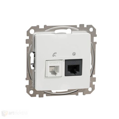 Sedna D/E - Datová zásuvka RJ45 kat.6 UTP + telefonní RJ11, Bílá *SDD111468 Schneider