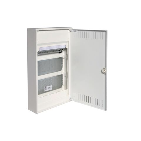 Hager VA36NWP Rozvodnice nástěnná volta, 3-řadá, multimediální, MP, 3x230V zász.,s perf.dveřmi a patch panel 12xRJ45