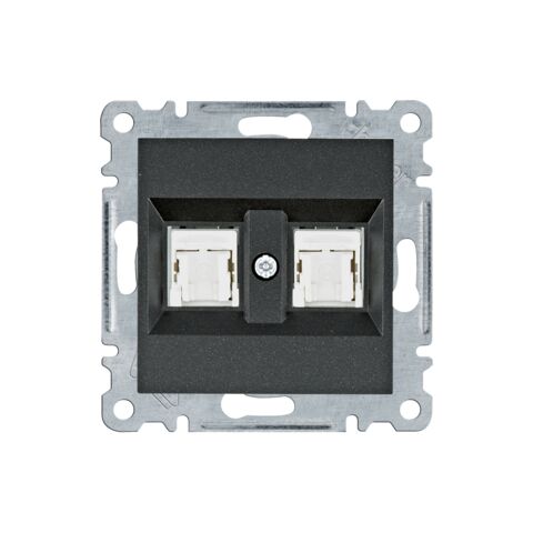 Hager WL2123 Zásuvka datová 2x RJ cat.5e UTP, černá mat