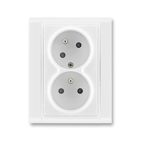 Time® 5513F-C02357 03 zásuvka dvojnásobná chráněná s clonkami, bezšroub. svorky barva bílá / bílá ABB