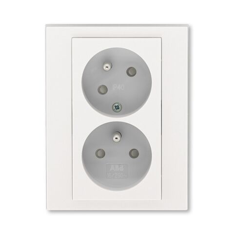Levit®M 5513H-C02357 68 zásuvka dvojnásobná s ochr. kolíky, s clonkami, s natočenou dutinou barva perleťová / ledová bílá ABB