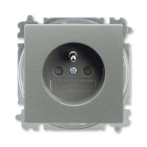 Solo® 5519B-A02357803 zásuvka jednonásobná s ochr. kolíkem a clonkami, bezšroub. svorky barva metalická šedá ABB