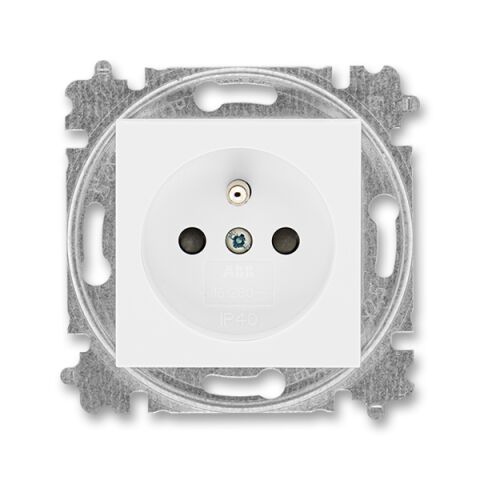 Levit® 5519H-A02357 03 zásuvka jednonásobná s ochranným kolíkem, s clonkami barva  bílá / bílá  *ABB
