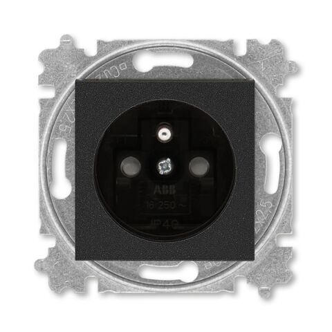 Levit®M 5519H-A02357 63 zásuvka jednonásobná s ochranným kolíkem, s clonkami barva onyx / kouřová černá ABB