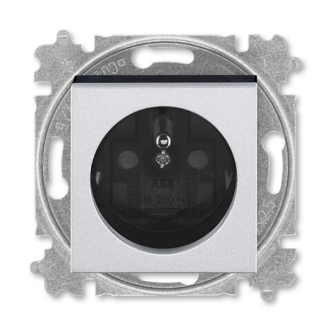 Levit®M 5519H-A02357 70 zásuvka jednonásobná s ochranným kolíkem, s clonkami barva  titanová / kouřová černá ABB
