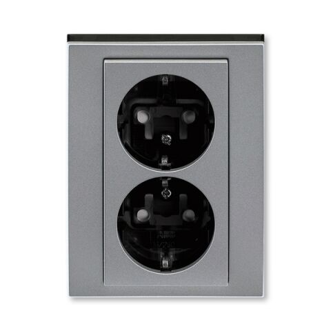 Levit®M 5522H-C03457 69 zásuvka dvojnásobná s ochrannými kontakty (podle DIN), s clonkami, bš.barva ocelová / kouřová černá ABB