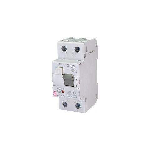 ETI KZS-2M 1p+N AC B25/0.03 10kA *002173106 Kombinovaný chránič 1p+N, 2M, typ AC, char. B, I?n = 30mA, Icn = 10kA, In = 25A, Un =