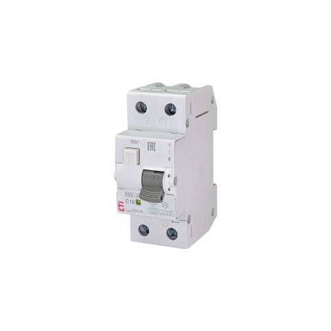 ETI KZS-2M 1p+N A G/KV C10/0,03 10kA *002174122 Kombinovaný chránič G/KV (zpožděný) 1p+N, 2M, typ AC, char. C, I?n = 30mA, Icn = 1