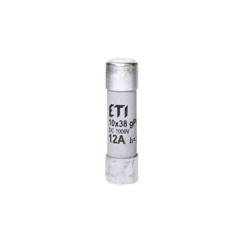 ETI CH10x38 gPV 12A/1000V  *002625077 Válcová pojistková vložka, velikost CH10, charakteristika gPV, rozměry 10x38mm, In = 12A, Ic