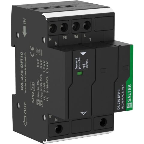 Saltek DA-275-DFi10 přepěťová ochrana s vf filtrem, instalace těsně před chráněné zařízení, s přerušením napájení, 10 A