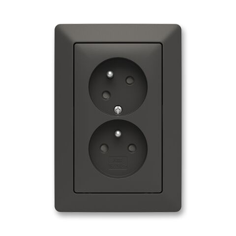 Zoni® 5513T-C02357 137 zásuvka dvojnásobná, s clonkami, s natočenou dutinou barva matná černá / bílá ABB