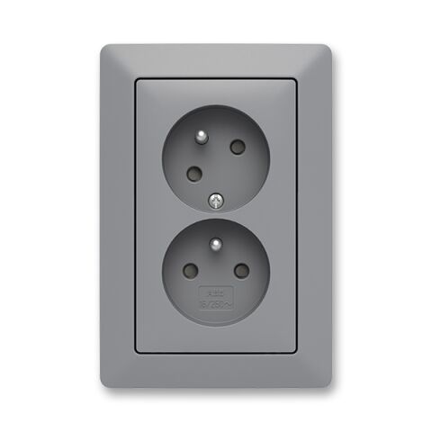 Zoni® 5513T-C02357 141 zásuvka dvojnásobná, s clonkami, s natočenou dutinou barva šedá / bílá ABB