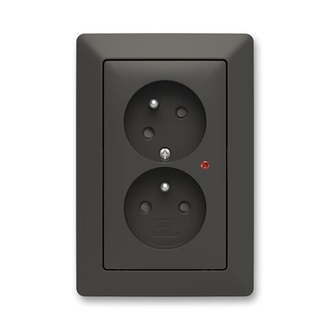 Zoni® 5593T-C02357 137 zásuvka dvojnásobná, s clonkami, s natočenou dutinou, s ochranou před přepětím barva matná černá / bílá ABB