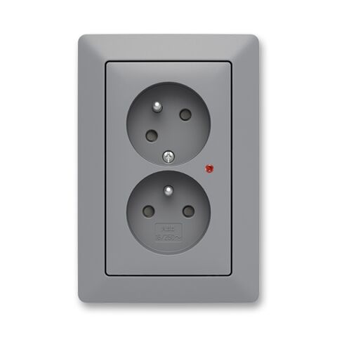 Zoni® 5593T-C02357 141 zásuvka dvojnásobná, s clonkami, s natočenou dutinou, s ochranou před přepětím barva šedá / bílá ABB