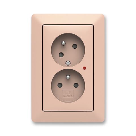Zoni® 5593T-C02357 142 zásuvka dvojnásobná, s clonkami, s natočenou dutinou, s ochranou před přepětím barva pudrová / bílá ABB