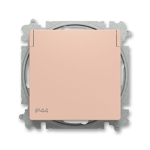 Zoni® 6619T-A06995 242 zásuvka jednonásobná, s clonkami, s víčkem, IP44 barva pudrová ABB