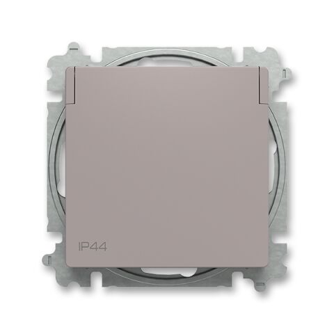 Zoni® 6619T-A06995 244 zásuvka jednonásobná, s clonkami, s víčkem, IP44 barva greige ABB
