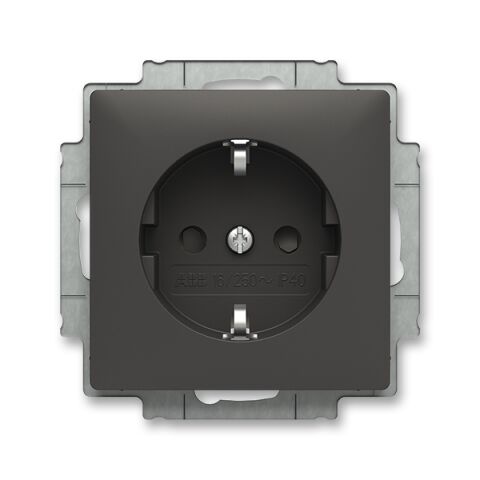 Zoni® 6620T-A07657 237 zásuvka jednonásobná s bočními kontakty, s clonkami barva matná černá ABB