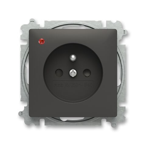 Zoni® 6699T-A06657 237 zásuvka jednonásobná, s clonkami, s ochranou před přepětím barva matná černá ABB