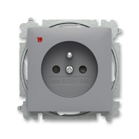 Zoni® 6699T-A06657 241 zásuvka jednonásobná, s clonkami, s ochranou před přepětím barva šedá ABB