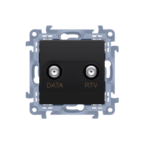Simon 10 CAD1.01/49 Zásuvka anténní RTV+DATA (přístroj s krytem), 1x vstup: 5÷1000 MHz černá matná