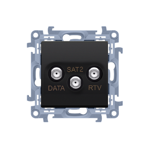 Simon 10 CADSATF.01/49 Zásuvka anténní RTV+DATA+SAT (přístroj s krytem), 1x vstup: 5÷2400 MHz černá matná