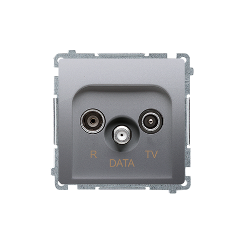 Simon Basic BMAD.01/43 Zásuvka anténní R+TV+DATA (přístroj s krytem), 1x vstup: 5–862 MHz stříbrná