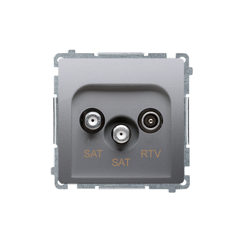 Simon Basic BMZAR+SAT3.1-P2.01/43 Zásuvka anténní SAT+SAT+RTV (přístroj s krytem), 2x vstup: SAT: 5–2400 MHz, RTV: 5–862 MHz stříbrná