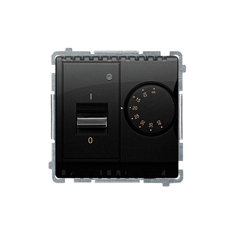 Simon Basic BMRT10W.02/49 Termostat s vnitřním teplotním senzorem, 16 A / 230 V~, montáž do krabice pomocí šroubů černá matná