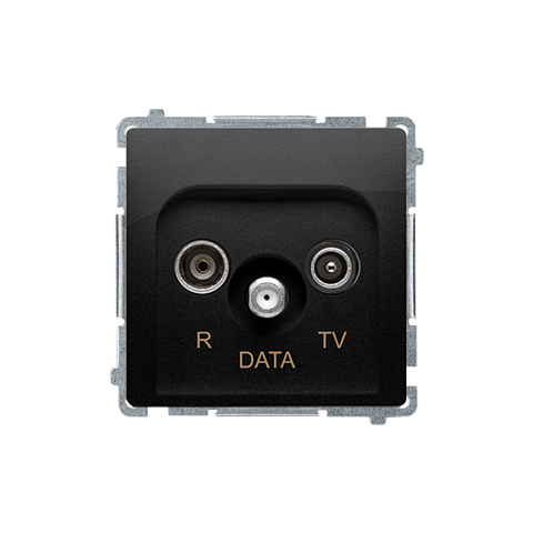 Simon Basic BMAD.01/49 Zásuvka anténní R+TV+DATA (přístroj s krytem), 1x vstup: 5–862 MHz černá matná