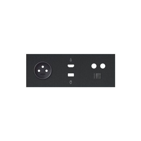 Simon 100 10020317-238 Sestava 3 násobná: 1 zásuvka + 1 HDMI + 1 USB + 1 TV + 1 RJ45 černá matná