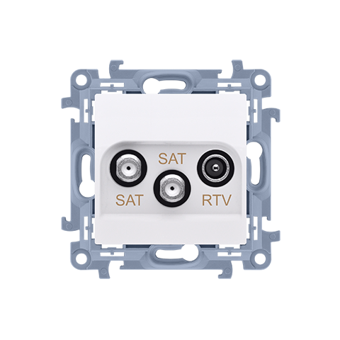 Simon 10 CASK2.01/11 Zásuvka anténní SAT+SAT+RTV 2 násobná (přístroj s krytem), 2x vstup: 5 MHz–2,4 GHz bílá