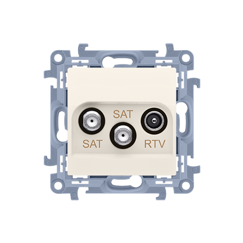 Simon 10 CASK2.01/41 Zásuvka anténní SAT+SAT+RTV 2 násobná (přístroj s krytem), 2x vstup: 5 MHz–2,4 GHz krémová