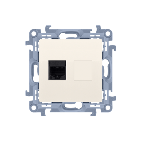 Simon 10 C61E.01/41 Zásuvka datová 1 násobná, RJ45 kat. 6 stíněná (přístroj s krytem) krémová