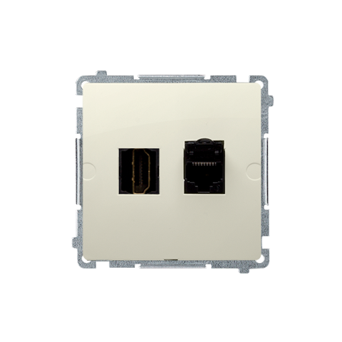 Simon Basic BMGHRJ45.01/12 Zásuvka HDMI + datová RJ45 kat. 6 (přístroj s krytem) béžová