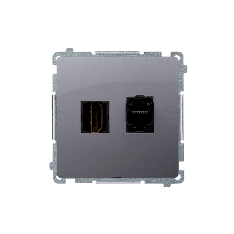 Simon Basic BMGHRJ45.01/21 Zásuvka HDMI + datová RJ45 kat. 6 (přístroj s krytem) ocelová