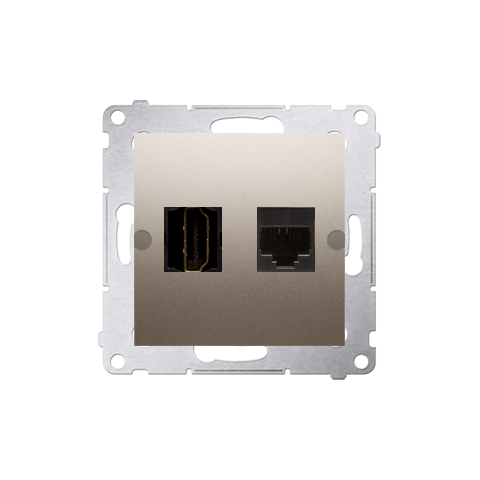 Simon 54 DGHRJ45.01/44 Zásuvka HDMI + datová RJ45 kat. 6 (přístroj s krytem) zlatá metalizovaná