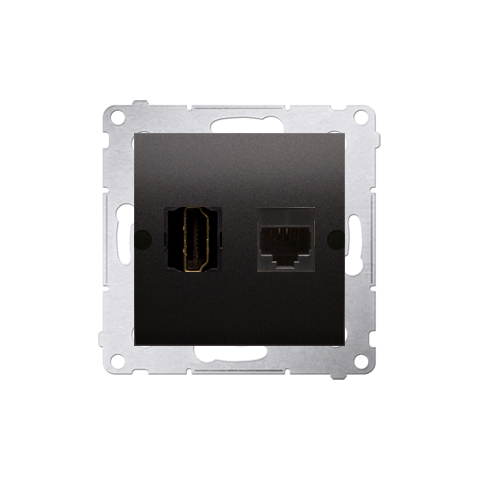 Simon 54 DGHRJ45.01/48 Zásuvka HDMI + datová RJ45 kat. 6 (přístroj s krytem) antracitová metalizovaná