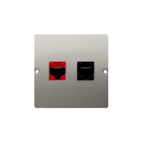 Simon Basic BM5T.02/29 Zásuvka datová RJ45 kat. 5e + telefonní RJ12 (přístroj s krytem) saténová