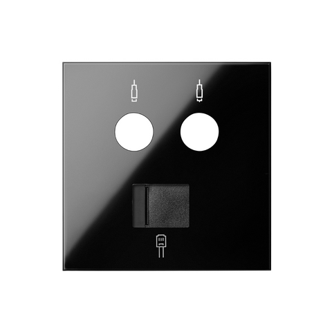 Simon 100 10000072-138 Kryt zásuvky anténní R+TV+SAT + data konektor RJ45 kat. 6 černá