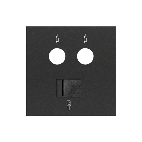 Simon 100 10000072-238 Kryt zásuvky anténní R+TV+SAT + data konektor RJ45 kat. 6 černá matná