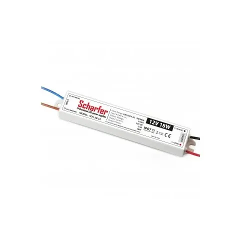 Napájecí zdroj  18W  1,5A 12VDC pro LED zdroje a LED moduly profesionální IP67 163x26x20 mm Scharfer *SCH-018-12