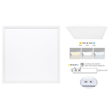 Svítidlo MAXX LED-GPL-24W/CCT vestavný panel 24W 60x60cm 3000-4000-6500 kelvin nastavení svítivosti Ecolite