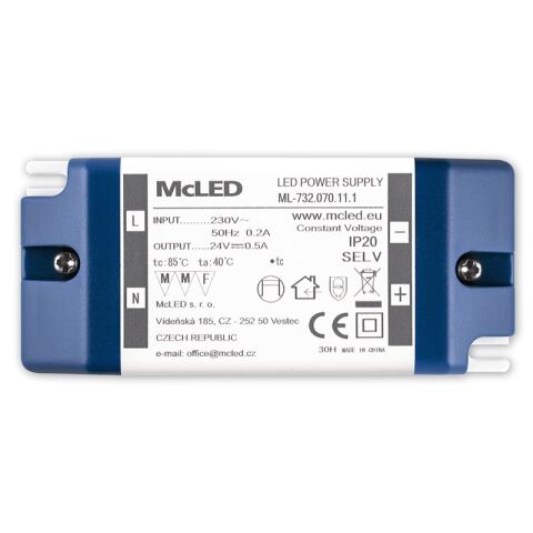Napájecí zdroj 12W, DC24V/0,5A, IP20, plastové provedení se svorkovnicí*ML-732.070.11.1