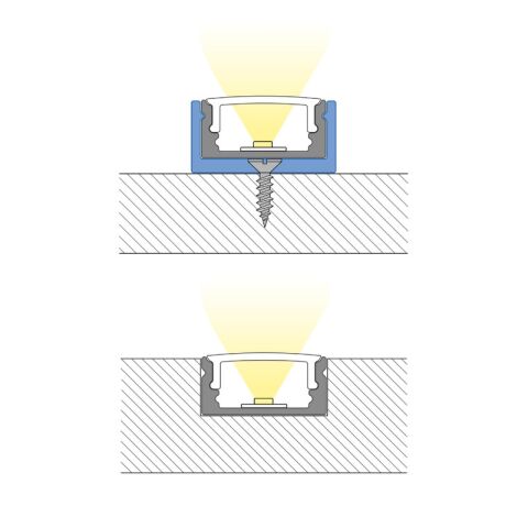 Přisazený hliníkový profil 17x8 mm, mléčný difuzor 2m *ML-761.001.43.2